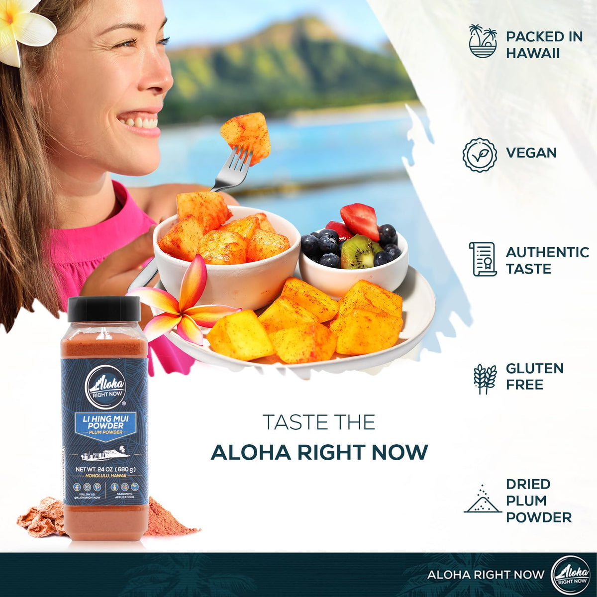 Bulk packaging of Li Hing Mui powder from Aloha Right Now