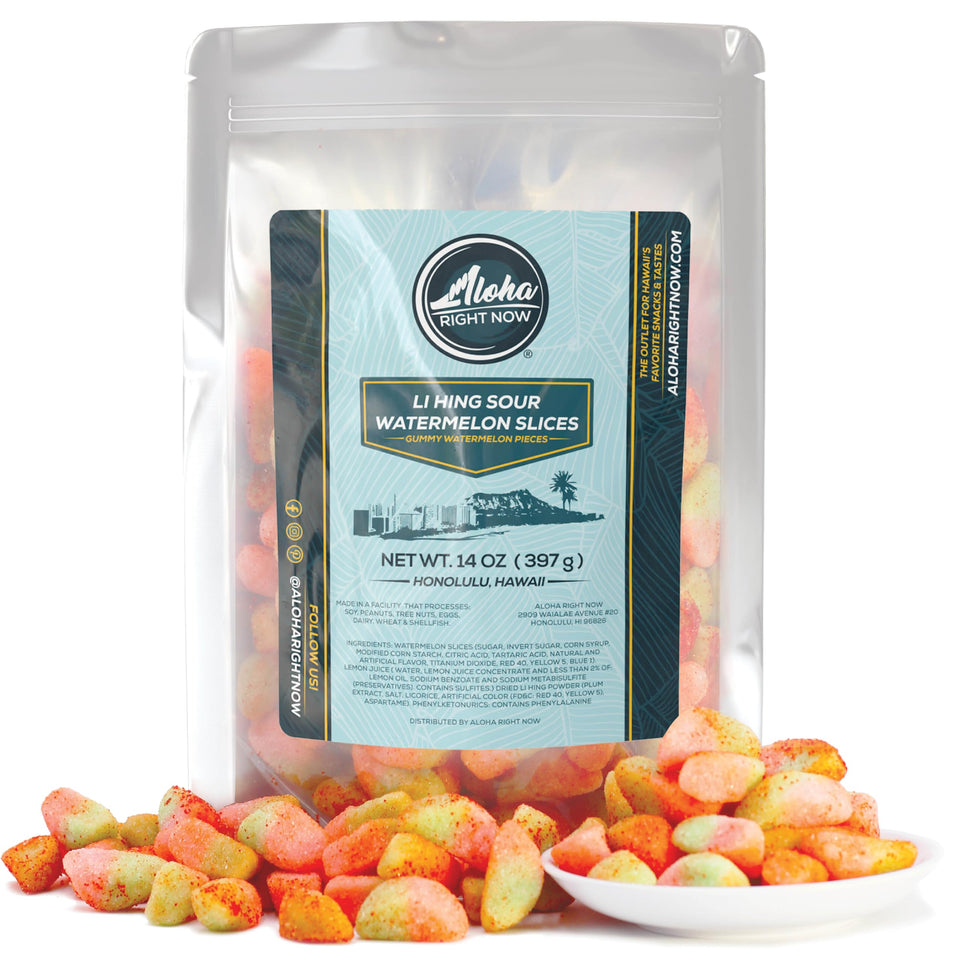 Aloha Right Now Li Hing Mui Watermelon Slices dusted with plum flavor