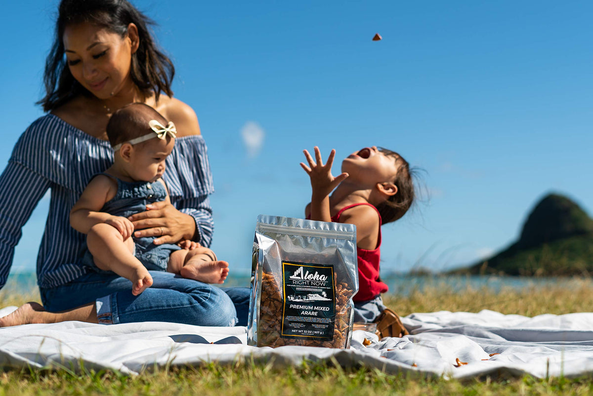 Aloha Right Now resealable 2lb bag for fresh snacking.