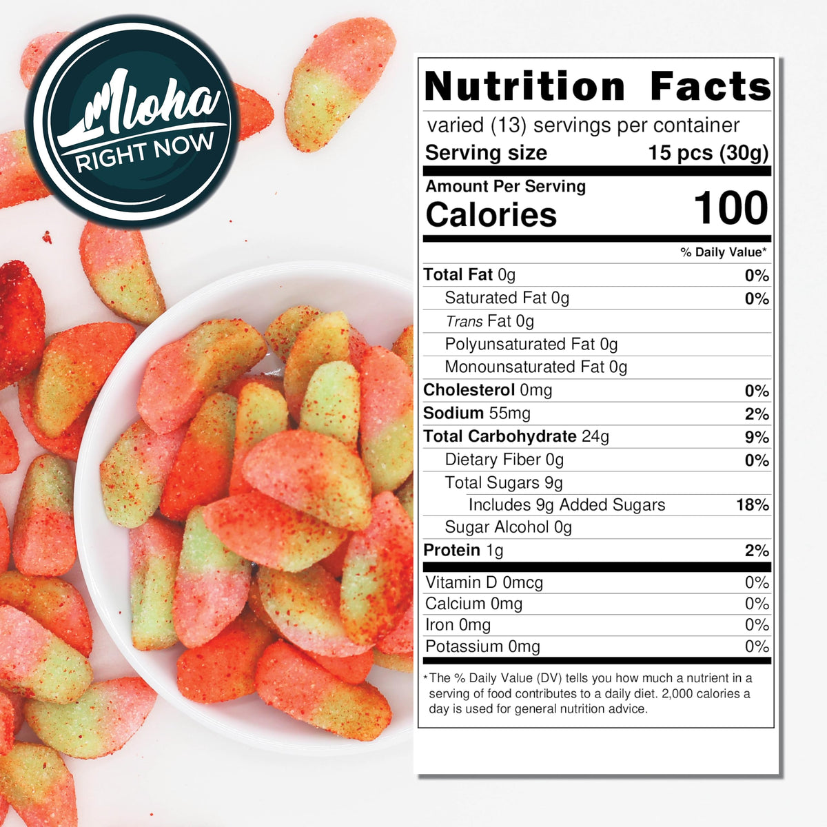 Aloha Right Now Resealable bag preserves freshness between bites