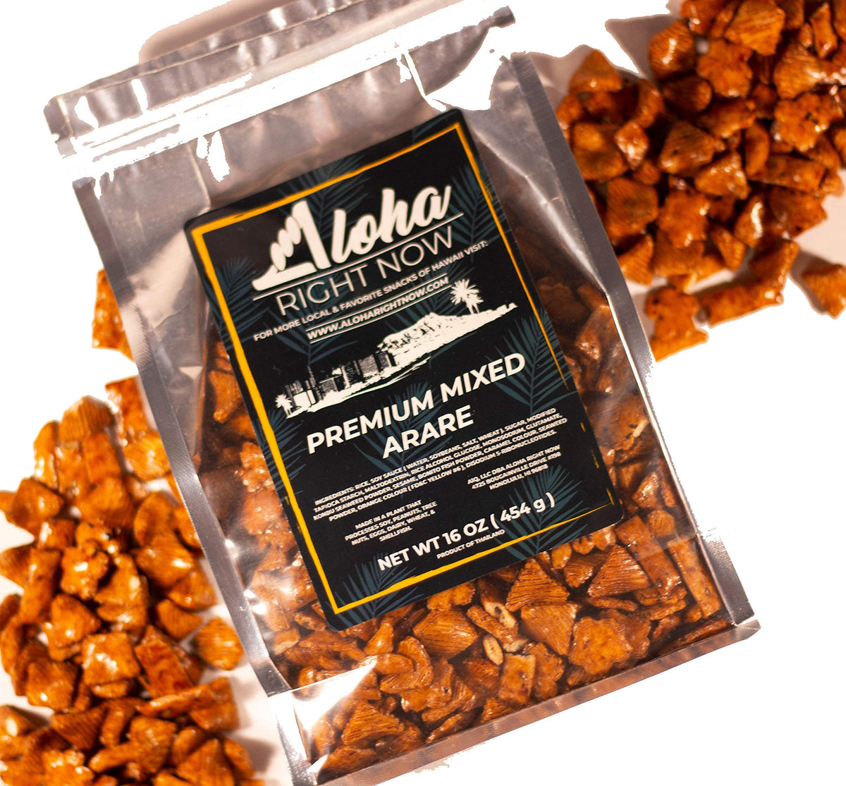Great for gatherings and sharing, Aloha Right Now arare mix.