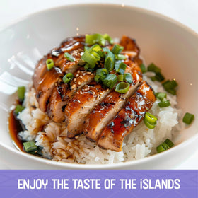 ALOHA Shoyu gluten free steamed chicken rice dish demonstrates versatile pairing