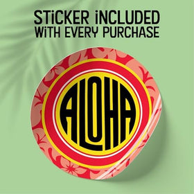 ALOHA Shoyu Made in Hawaii label, tradition since 1946 on display.