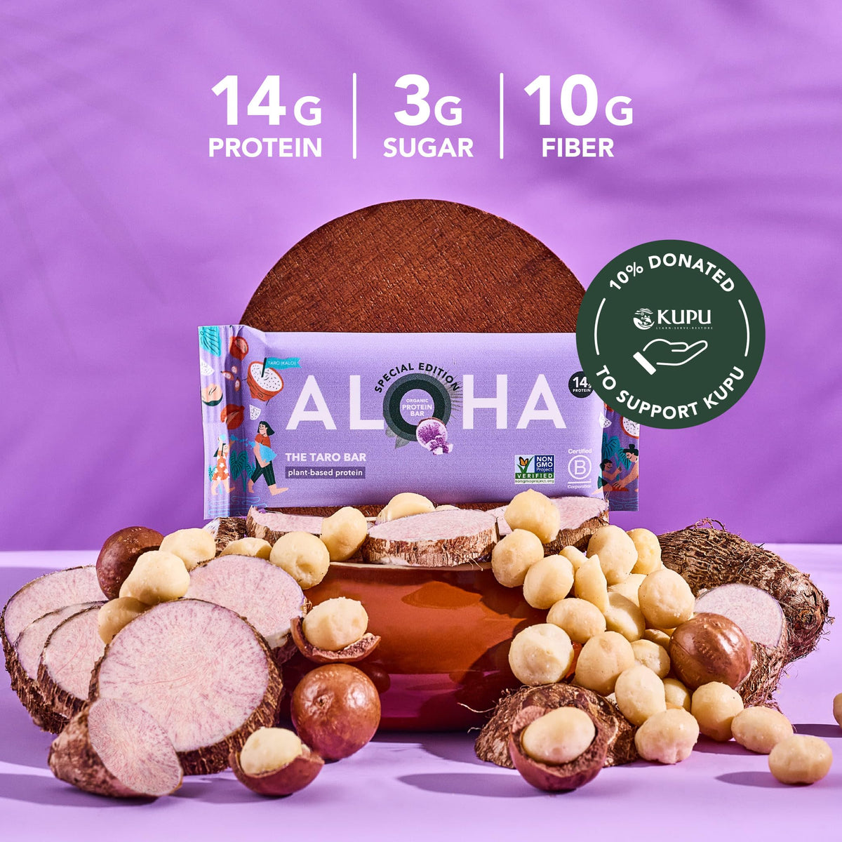 Taro Special Edition bar unwrapped for quick on-the-go bite