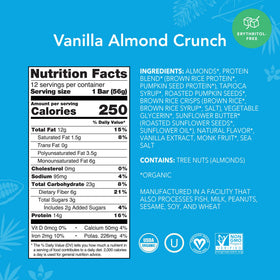 ALOHA Vanilla Almond Crunch bar close-up highlighting creamy vanilla flavor for a satisfying snack.