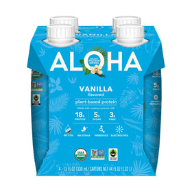 ALOHA Vanilla protein drink in lunchbox demonstrates portable daily nutrition.