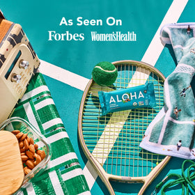 ALOHA vegan and gluten-free badge visible on packaging.