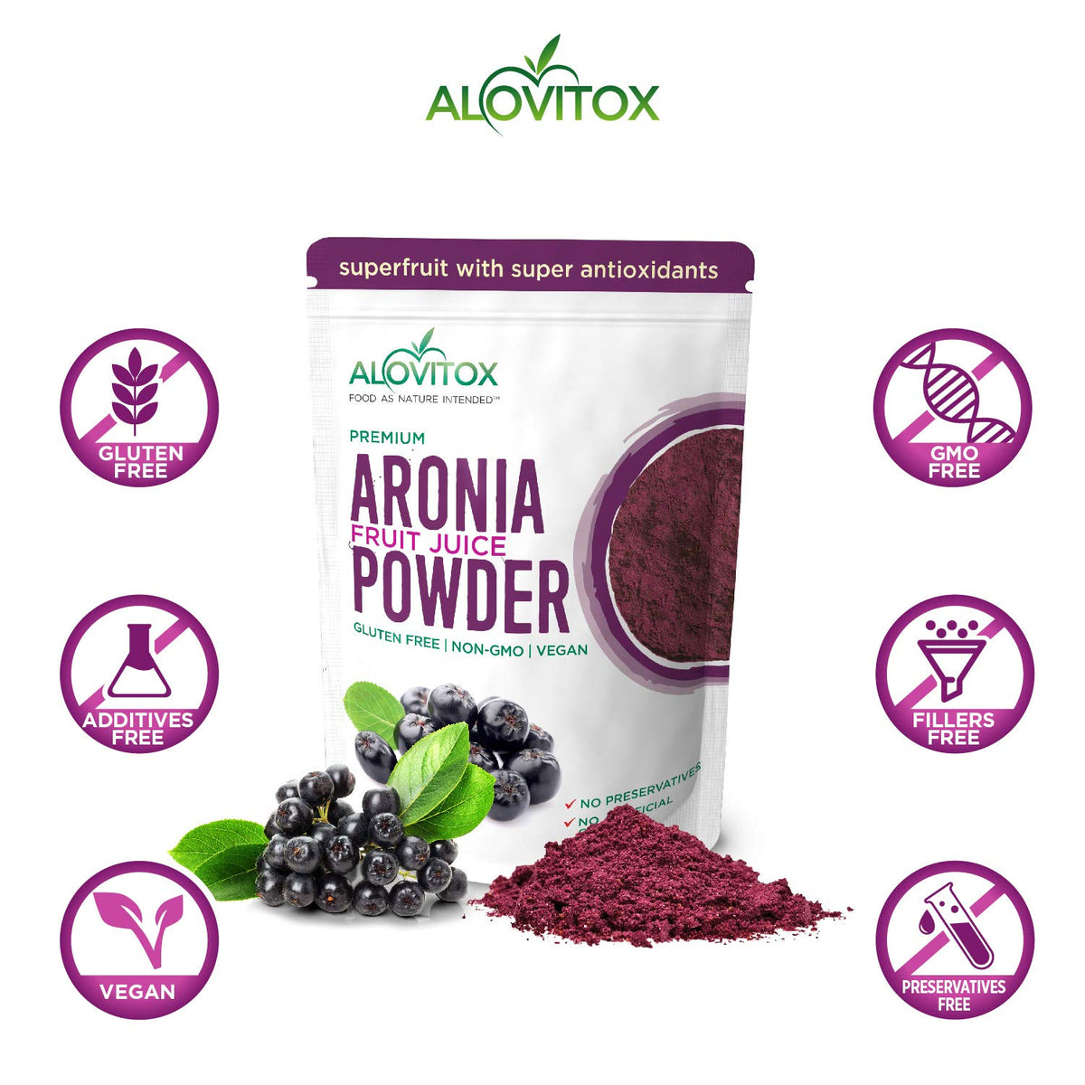 Smoothie with Alovitox Aronia Berry Powder for color and nutrients