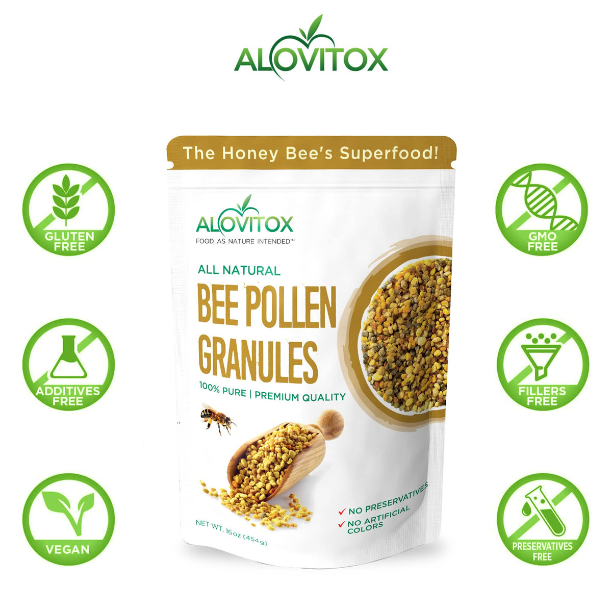 Alovitox Bee Pollen Granules Bottle – ready to enjoy daily