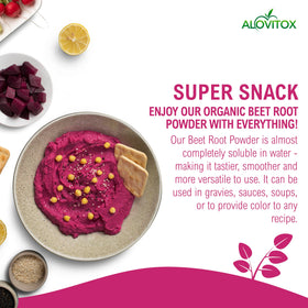 Alovitox beet root powder dissolving in water for quick drinks