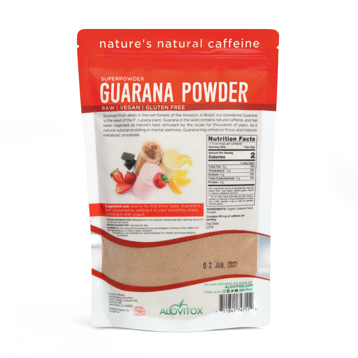 Alovitox Guarana seeds image highlighting whole seeds rich in natural caffeine and antioxidants