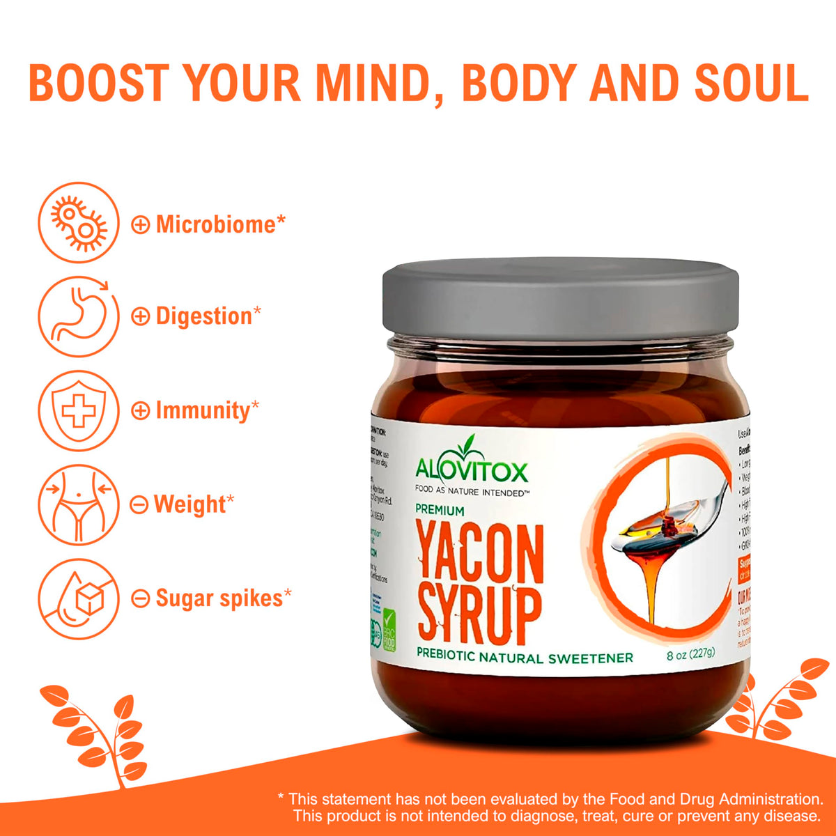 Alovitox Yacon Syrup pour bottle for easy drizzle
