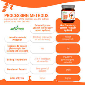 Alovitox Yacon Syrup scoop reveals prebiotic content