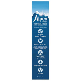 Alpen Muesli No Sugar Added box on the kitchen counter.