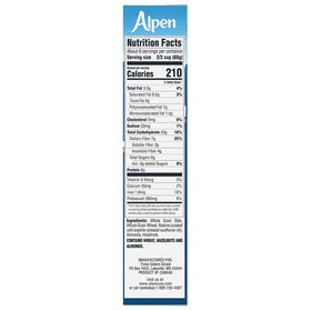 Alpen Muesli No Sugar Added box suggests easy breakfast bars.