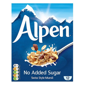 Close-up of Alpen Muesli No Sugar Added ingredients ideal for a fiber-rich breakfast.