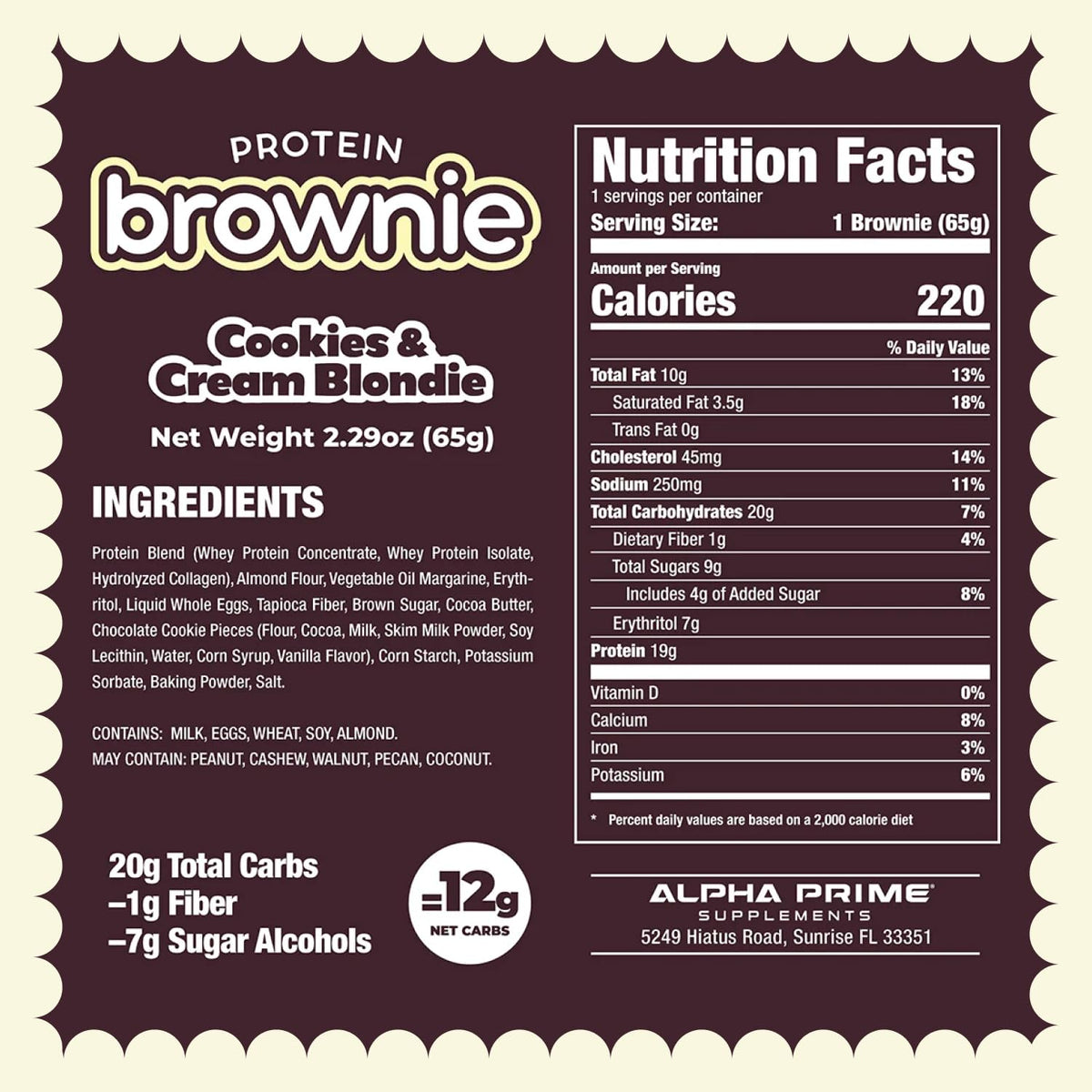 Alpha Prime Bites birthday cake blondie, inviting flavor for a post-workout treat.