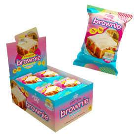 Alpha Prime Bites brownie packaging shown, convenient box for meal prep and on-the-go.
