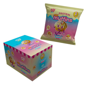 Alpha Prime Prime Bites Minis Birthday Cake muffin showing soft crumb and 15g protein per serving
