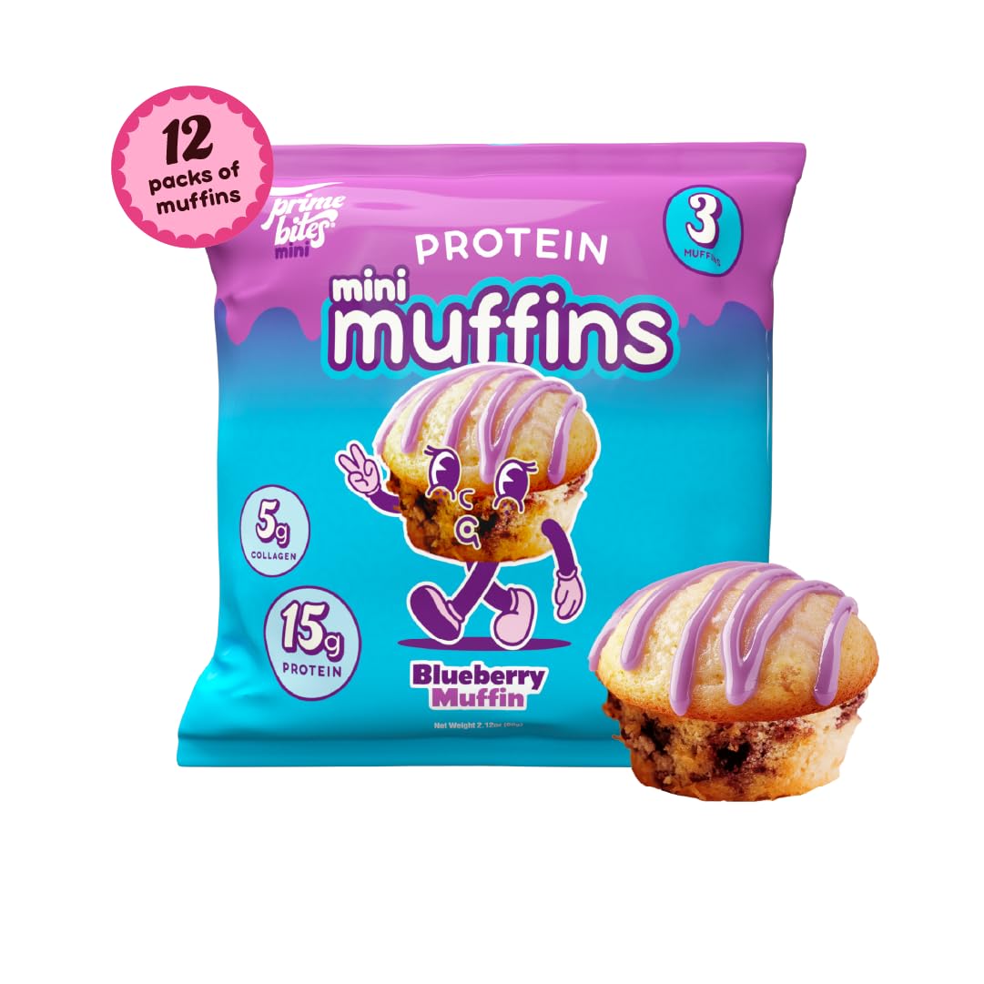 Alpha Prime Prime Bites Minis Blueberry Muffin close-up showing soft texture.