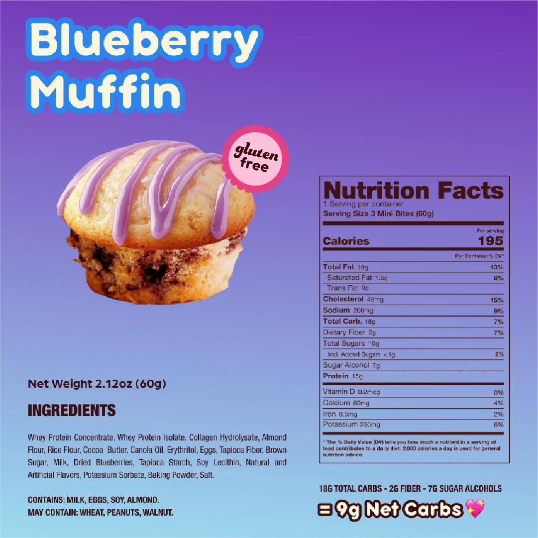 Alpha Prime Prime Bites Minis Blueberry Muffin texture shot highlights moist crumb.