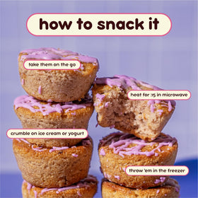 Alpha Prime Prime Bites Minis Blueberry Muffin wrapped for on-the-go snacking.
