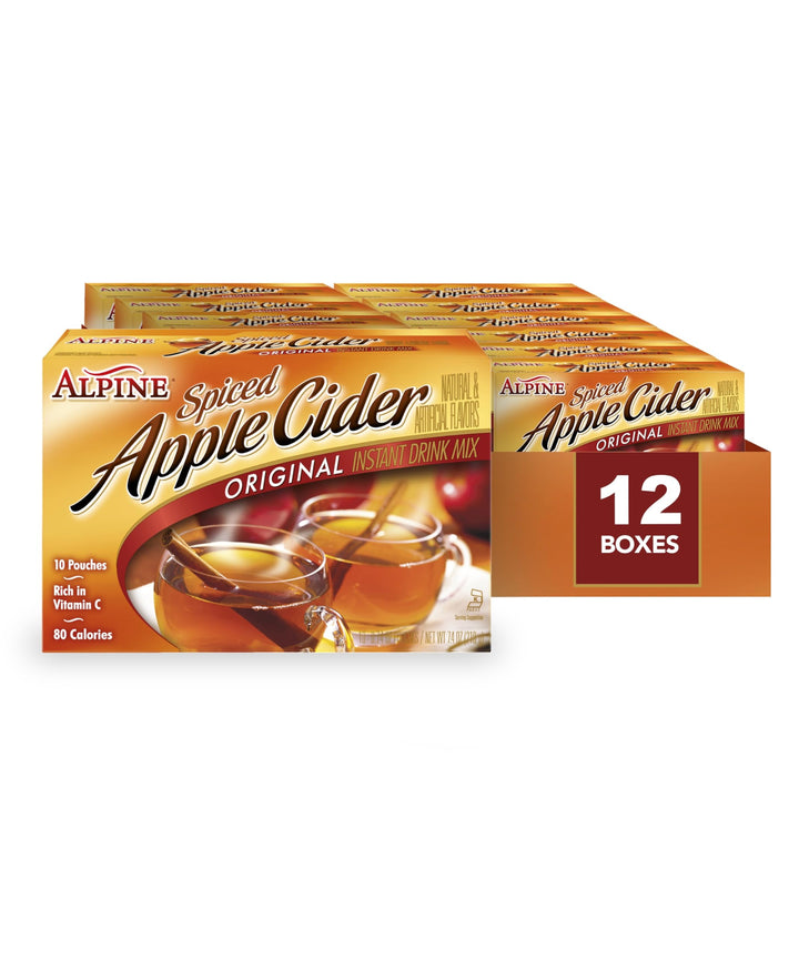 Alpine spiced apple cider pouch packaging for the 120-pack, convenient to stock.