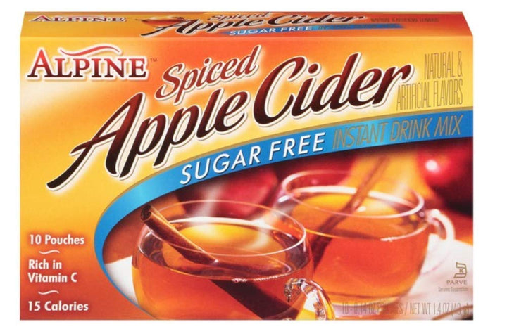 Alpine spiced apple cider sugar-free 10-pack in a mug for a cozy, low-sugar treat