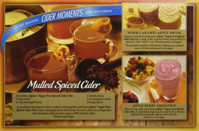 Alpine spiced cider drink mix dissolving in water shows apple flavor.