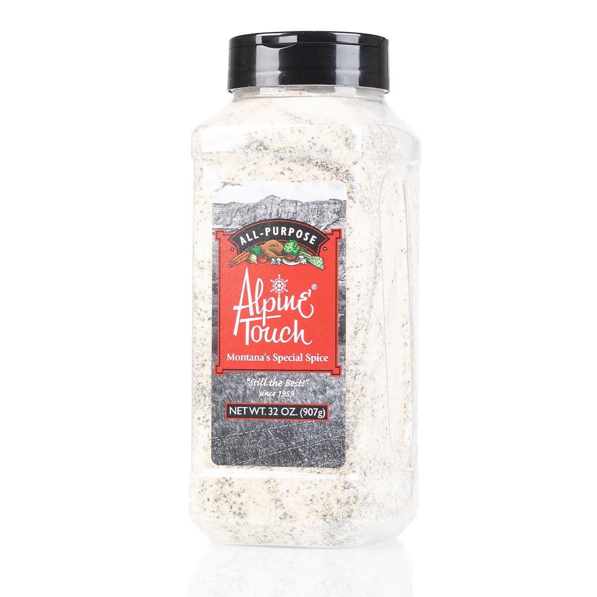 A prepared steak and potatoes with Alpine Touch All Purpose Seasoning enhancing savory flavor.
