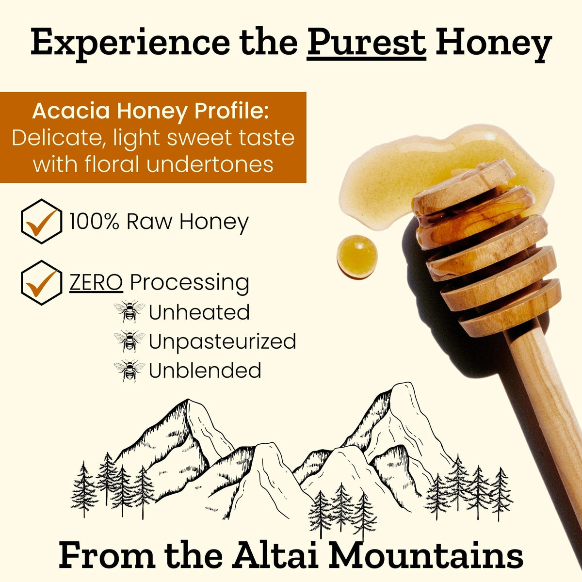 Altay Meadows Acacia honey spoon dip perfect for drizzle on cheese