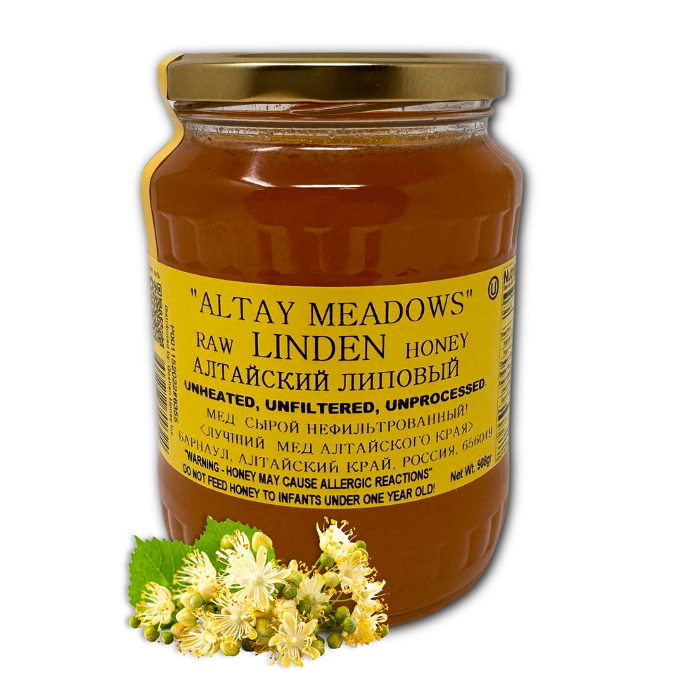 Altay Meadows raw Linden honey jar shows natural purity for everyday sweetness