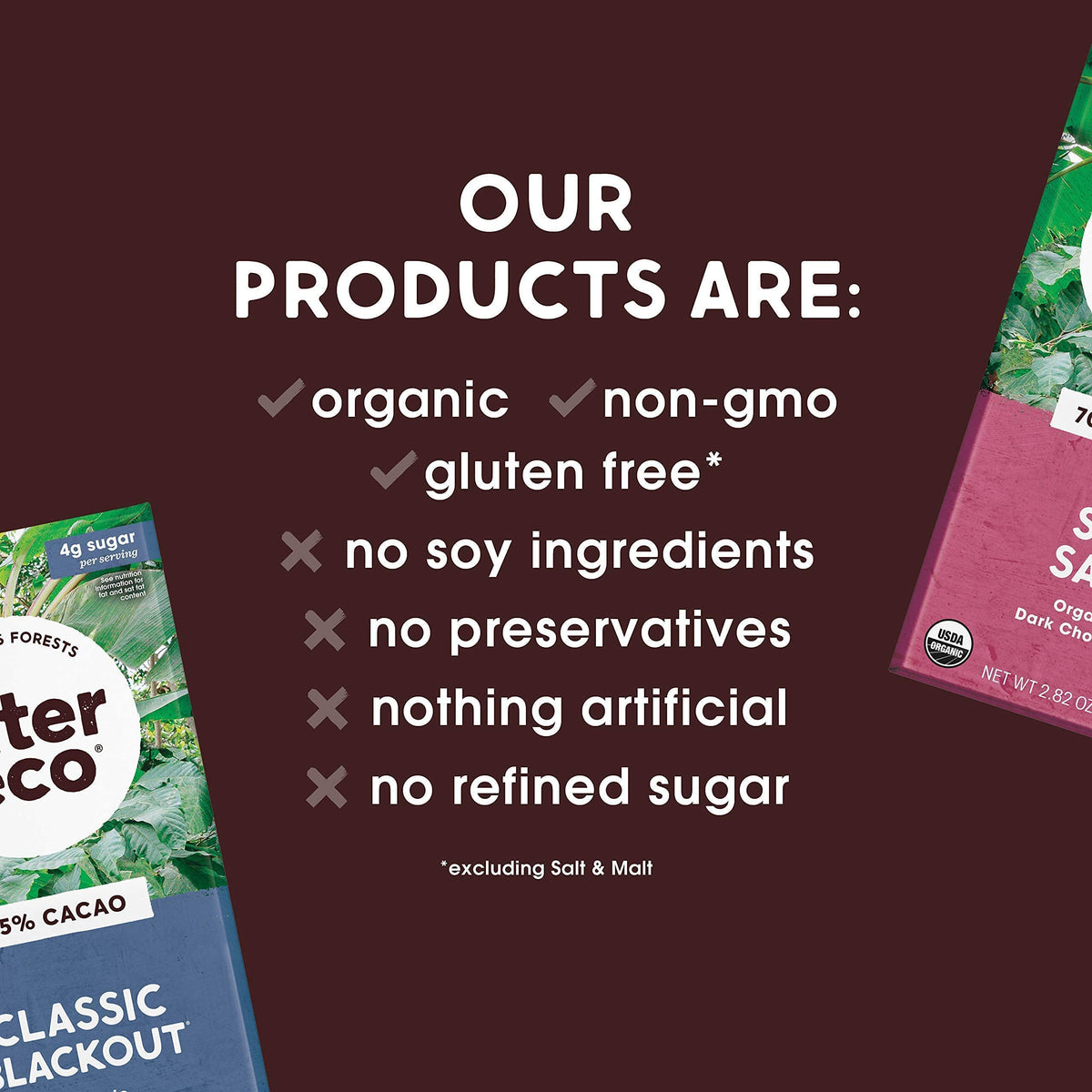 Alter Eco Burnt Caramel bar close-up, warm toffee notes with dark chocolate.