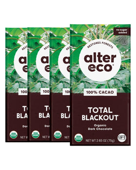 Alter Eco dark chocolate bars 4-pack front view, premium baking option.