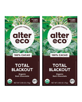 Alter Eco dark chocolate bars in front view 2-pack, ideal for eco-conscious snacking