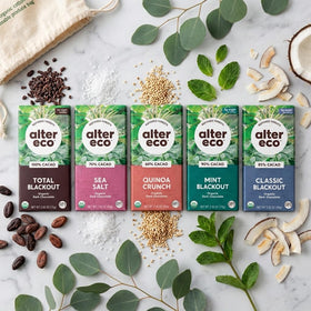 Alter Eco Sea Salt Organic bar, balanced sweet-salty flavor for pairing.