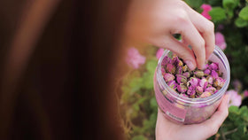 DIY ideas with Alteya Organics Rose Bud Tea include sachets and bath products