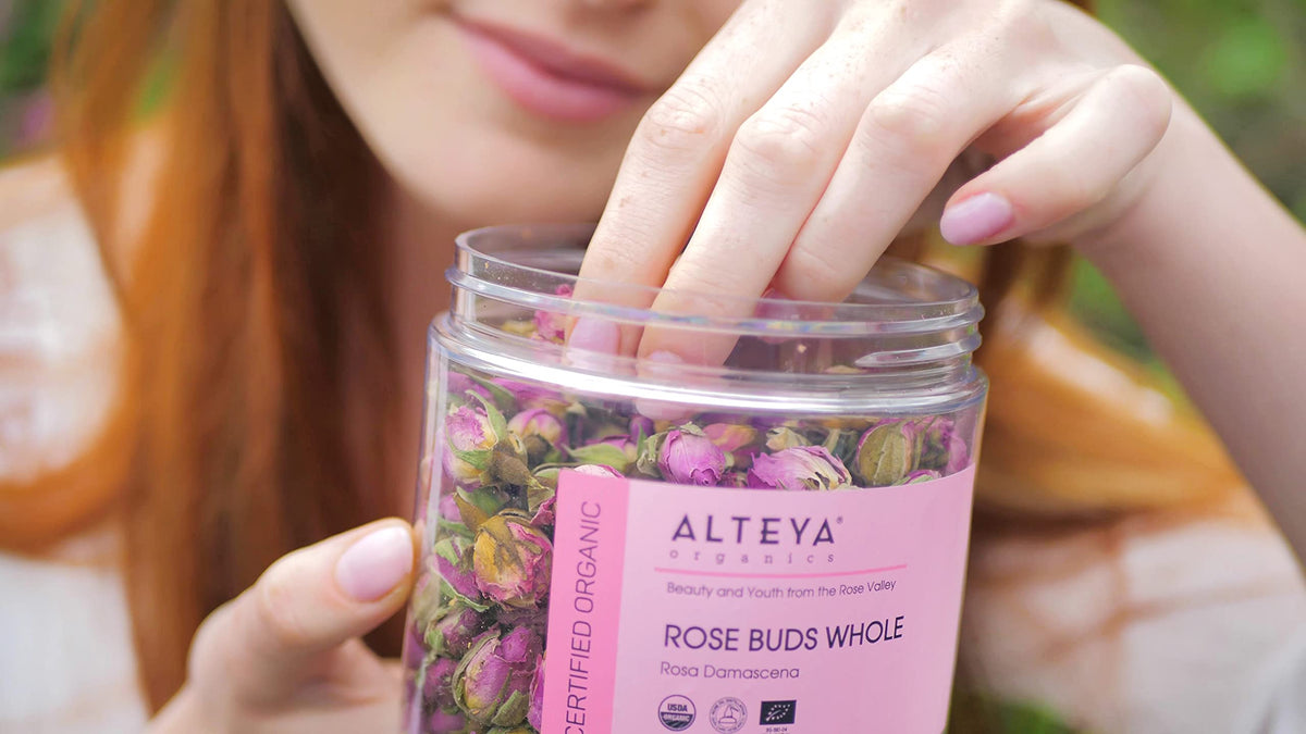 Alteya Organics Rose Bud Tea antioxidants support skin-friendly care