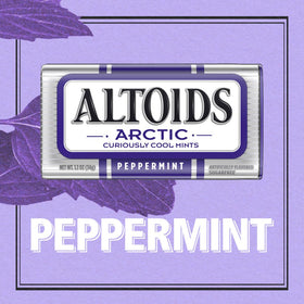 ALTOIDS Arctic peppermint tin open with mints visible for quick breath refresh