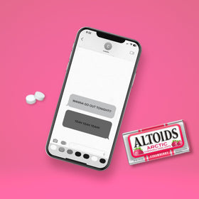 Stacked ALTOIDS Arctic Strawberry tins highlighting bulk supply.