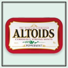 Altoids Classic Peppermint Mints tin shown as durable pocket packaging.