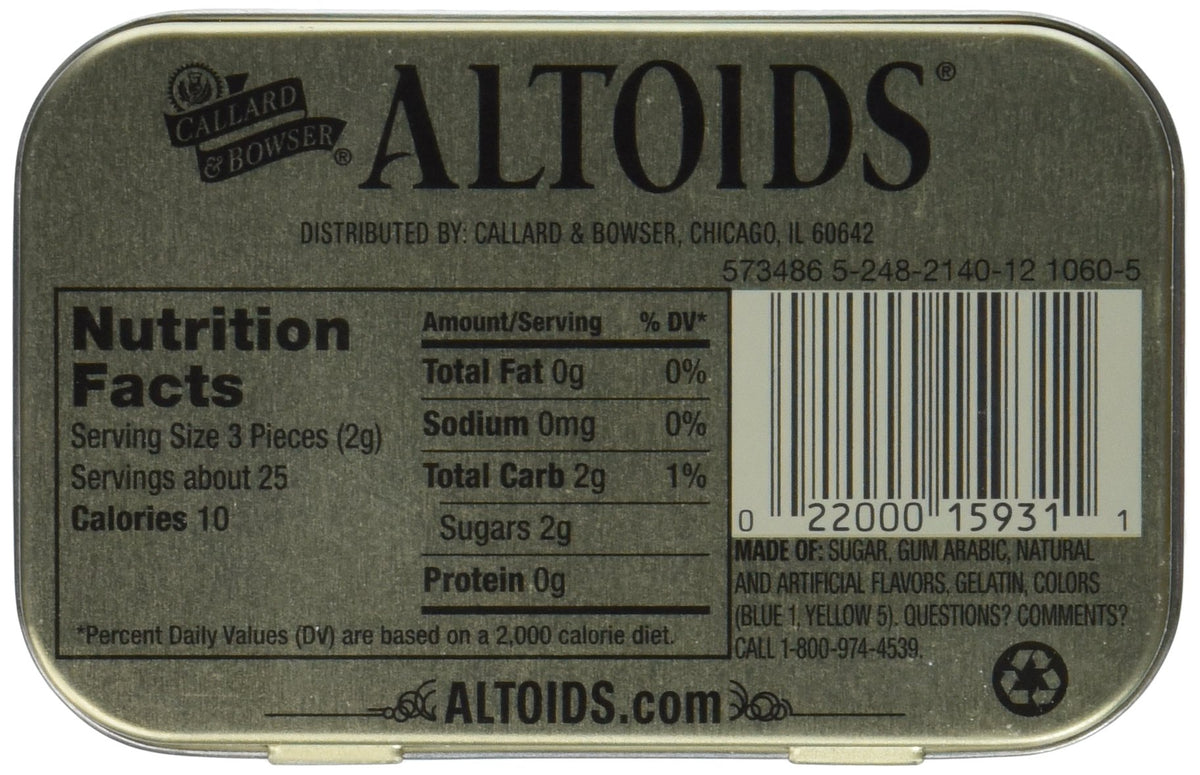 Altoids Curiously Strong Mints spearmint tin open for quick fresh breath