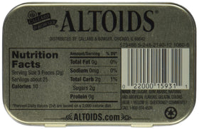 Altoids Curiously Strong Mints spearmint tin open for quick fresh breath