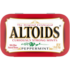 ALTOIDS Peppermint mints in tin close-up with refreshing flavor and cooling finish