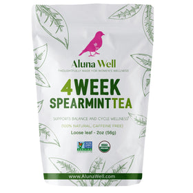 Aluna Well Organic Spearmint Tea loose-leaf close-up highlighting pure organic ingredients