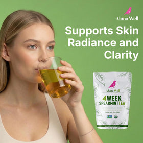 Pouring Aluna Well Spearmint Tea delivers a refreshing mint moment
