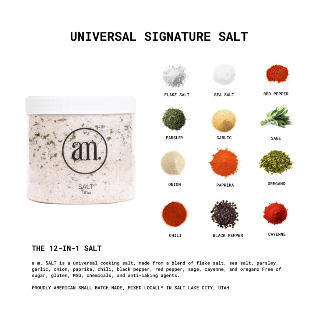 AM Signature Salt gift-box packaging signals premium seasoning for food lovers.