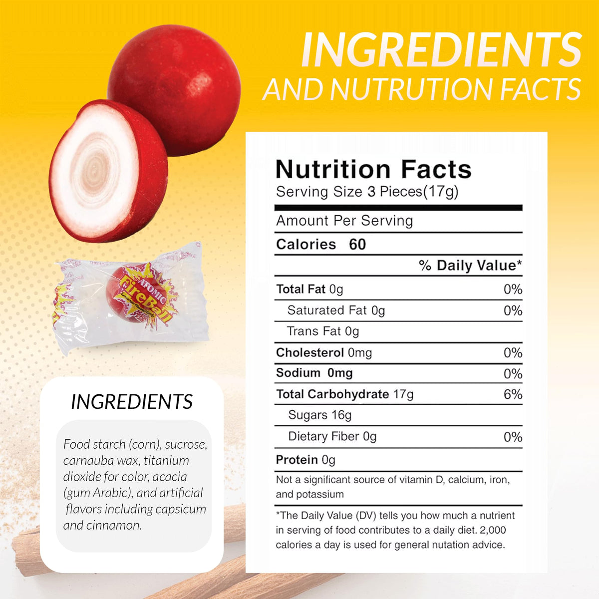 A.M SWEET Atomic Fireball individually wrapped candies stay fresh for on-the-go snacking.