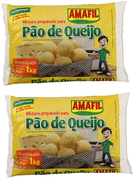 Amafil cheese bread mix two-pack front view for quick prep.