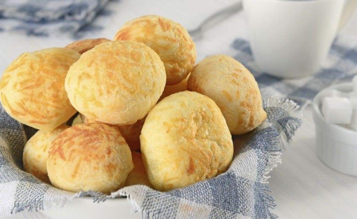 Amafil cheese bread mix in oven for warm, flaky baking.